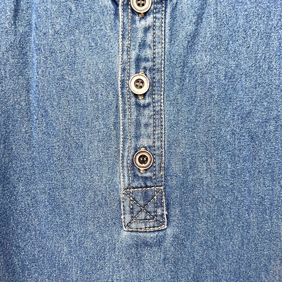 Denim sleeveless button down patch pockets Maxi Dress Large - Picture 3 of 10